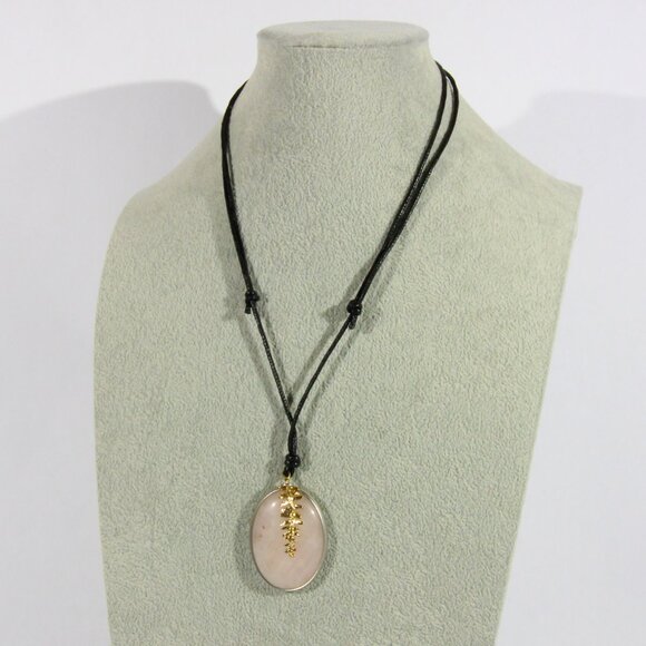 NWT J Jill Rose Quartz Black Adjustable Necklace - Picture 5 of 9